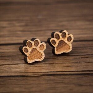 Wooden Woof" Handmade Vintage Wood Earrings